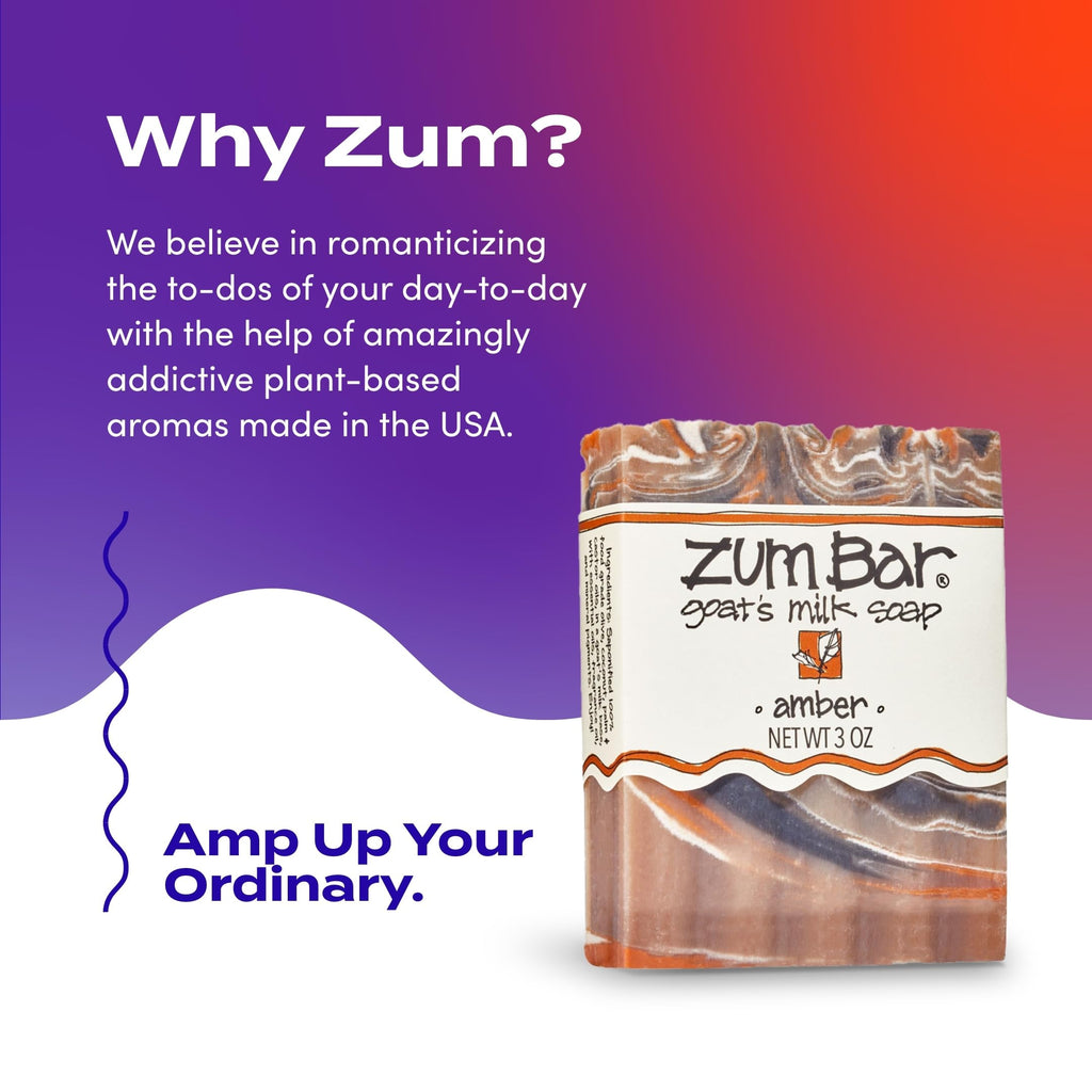 Zum Indigo Wild Goat's Milk Soap Bar - Bar Soap for Hands & Body Made with Essential Oils - 3 oz - Amber (6 Pack)