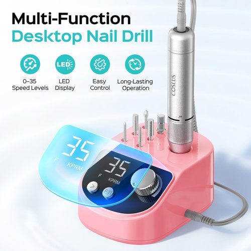 COSLUS Professional Electric Nail Drill: Upgraded Steady Power with LED Display for Acrylics, Gel, Natural Nails - Easy to Use for Women, Nail Art Practice, Desktop Nail File at Home DIY or Salon