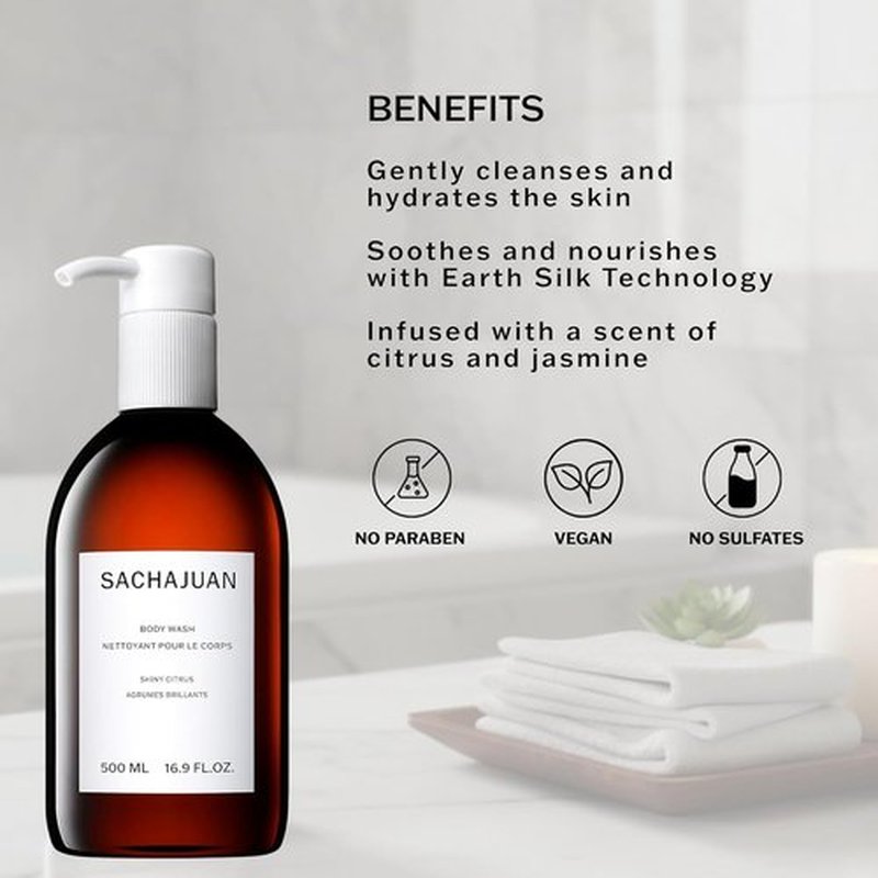 SACHAJUAN Body Wash - Hydrating Cleanser for Soft, Smooth Skin | Vegan & Paraben-Free | 16.9 fl oz