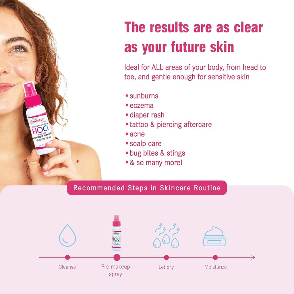 Think Smarter Products HOCL All-Purpose Cleaner with Hypochlorous Acid, All-Natural Surface Cleaner, & Skin Hydrator 16fl oz Clear Spray