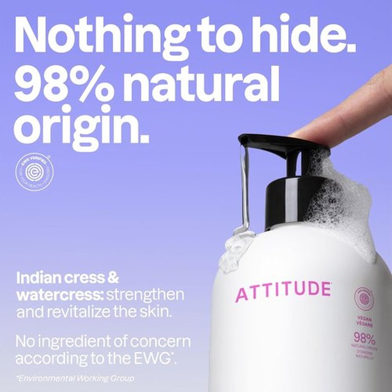 ATTITUDE Liquid Hand Soap - EWG Verified, Vegan & Plant-Based - Coconut & Wild Berries, 16 Fl Oz