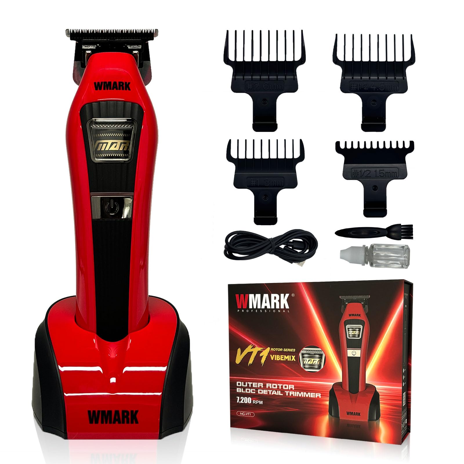 WMARK Hair Trimmer for Men Beard Trimmers for Barbers Electric Trimmer Cordless Hair Clippers for Men Professional, Visible Outer Rotor BLDC Motor, 440C Stainless Steel Ceramic Blades NG-VT1
