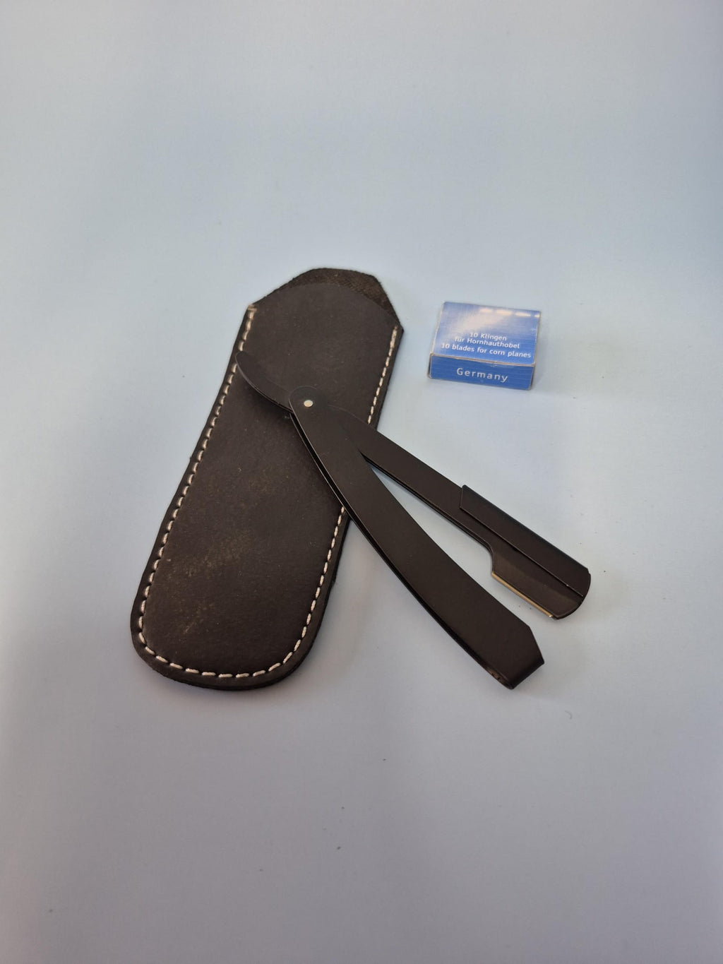 Barber Razor with Mini Blade, Leather Sheath, Professional Straight Razor