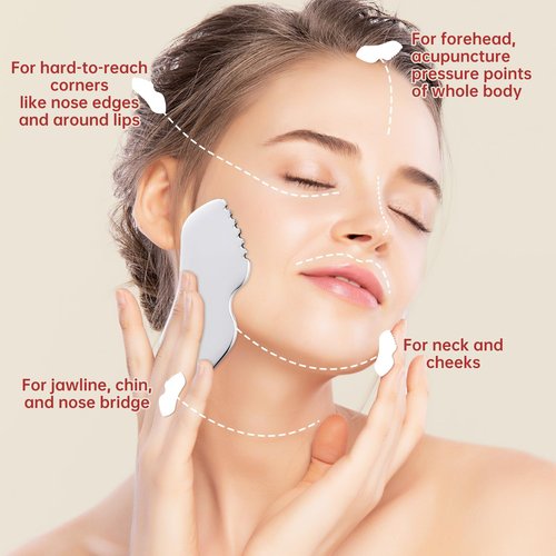 ALOYGUZ Stainless Steel Gua Sha Set Face Massager Metal Gua Sha Facial Tools Body Lymphatic Drainage Massager Guasha Sculpting Tool Skin Care Gifts for Women
