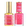 DND DC Gel Polish Set, Pink Collection, UV/LED GelPolish and Air Dry Nail Lacquer, Matching Chip-Free Polish Duo, 279 Coral Bells, 0.5 Fl Oz Each