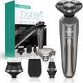 VOYOR Electric Razor for Men - Cordless Rechargeable Shaver for Wet/Dry Use | Waterproof TX410 - Grey