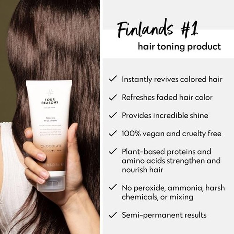 FOUR REASONS Color Mask - Chocolate Hair Gloss & Color Depositing Conditioner | Vegan, Cruelty-Free, 6.76 fl oz