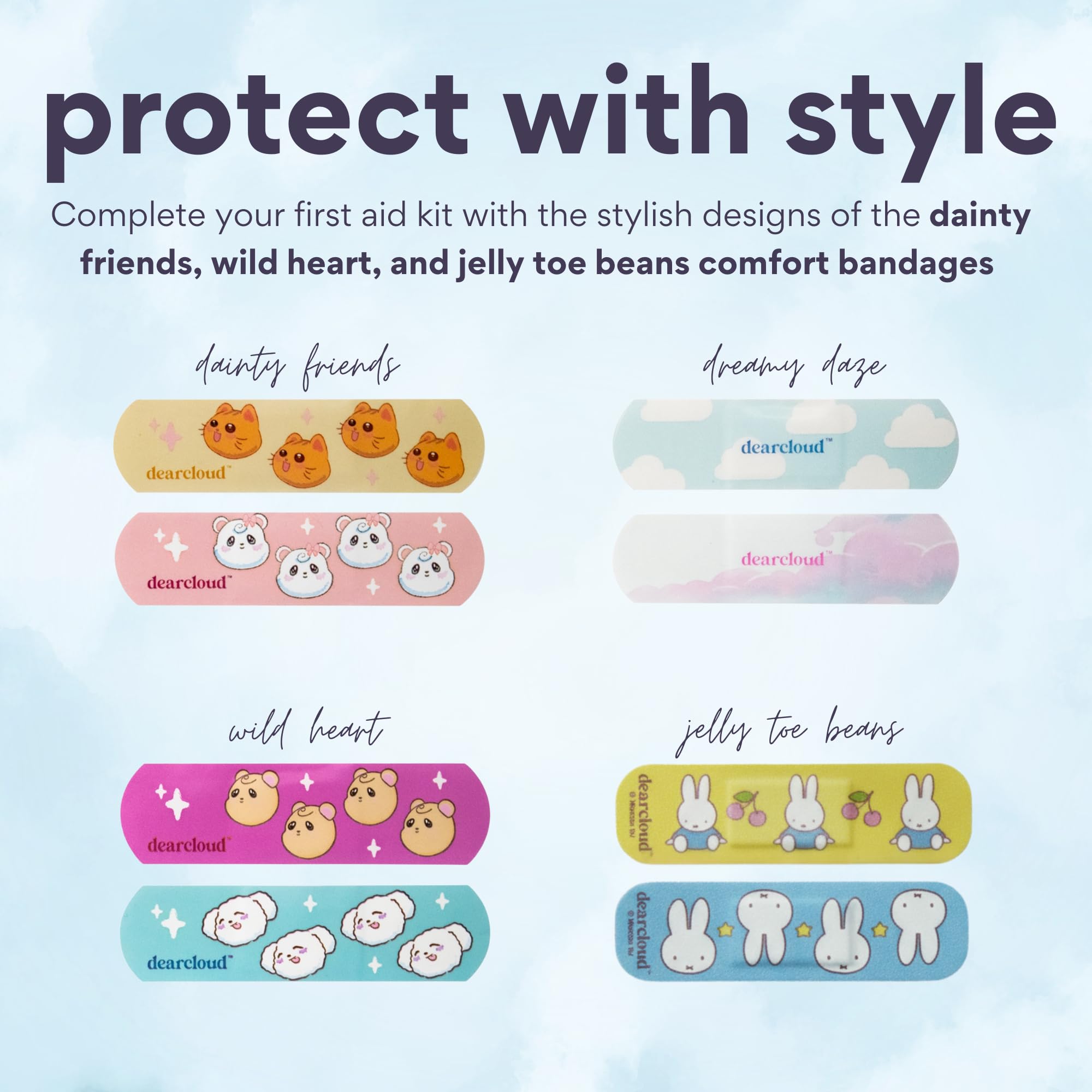 dearcloud Comfort Bandages 30ct – Waterproof + Tin (Dreamy Daze)