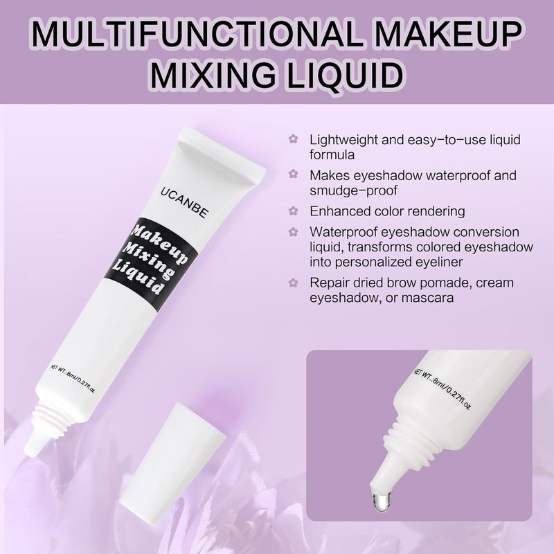 UCANBE Makeup Mixing Liquid - 0.27 Fl Oz Multi-Use Transformer for Eyeshadow & Eyeliner | Clear Enhancer