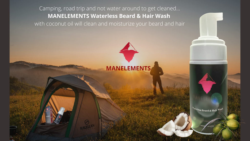 manelements Waterless Beard and Hair Cleansing Shampoo with Coconut Oil - Volumizes, Softens & Strengthens