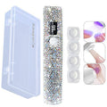 keeyada Handheld UV Light with Sparkly Rhinestones, 3W Portable LED Nail Lamp, Wireless Rechargeable USB Nail Dryer with Silicone Stamper Display Screen for Fast Curing Home DIY Manicure White