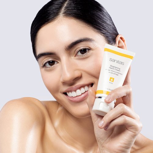 Sanitas Skincare Brightening Hand Cream, Vitamin C, Hand Lotion for Dry/Dull Skin, 1.7 Ounces