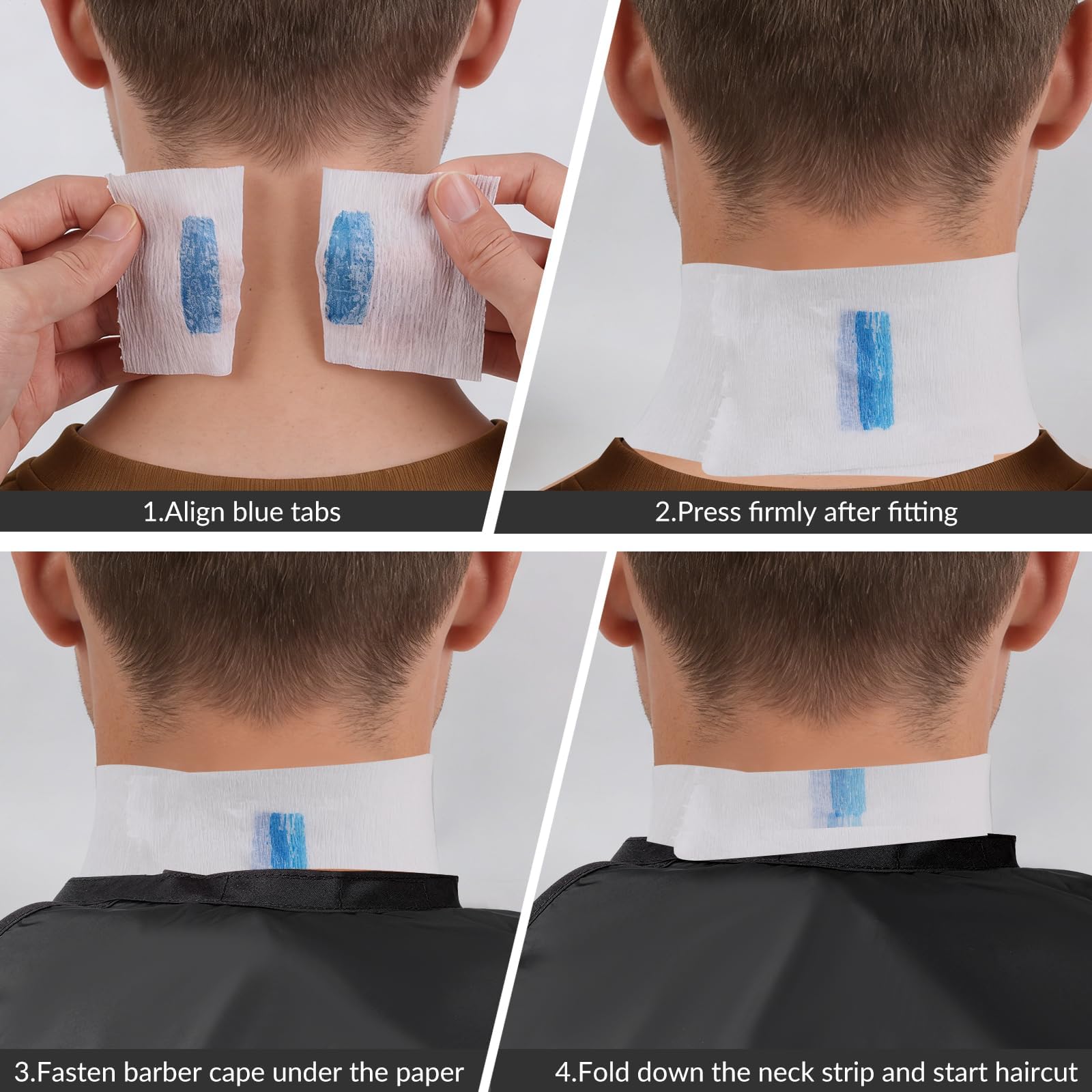woonfond Disposable Barber Paper Neck Strips, Soft Stretchy Self-Adhesive Neck Strips for Hair Cutting, Barber Shop & Salon Supplies(1)