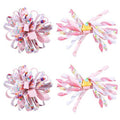 4pcs Happy Birthday Korker Hair Bow Clips for Baby Toddler Girls Ages 1-6, Pink Confetti Sprinkle Curly Ribbon Hairpins Alligator Barrettes,Kids Ice Cream Party Dress Accessory Gift