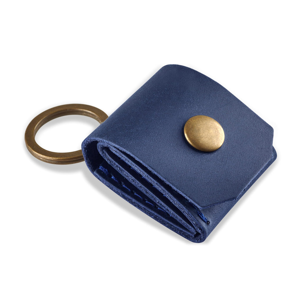 Leather SD Card Holder Keychain, SD Card Case Key Fob, Micro SD Card Holder Organizer, SD Card Storage Case, Memory Card Case Cover, Travel Memory Card Case (Blue)