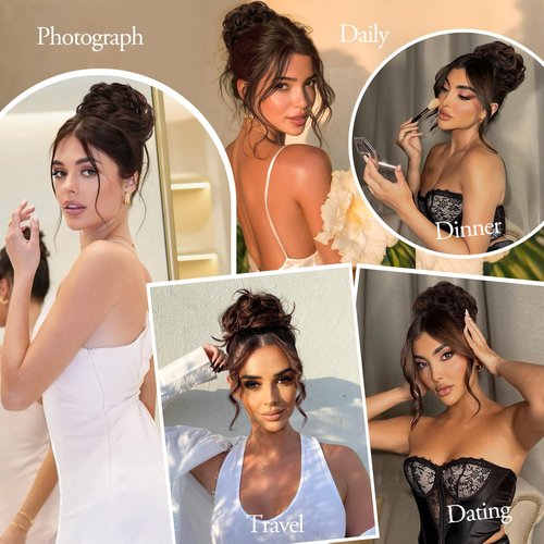 FREEMEIGE Messy Bun Hair Piece Human Hair Buns Hair Piece Claw Clip Bun Natural Curly Chignon Ponytail Fluffy Donut Updo Hair Pieces Messy Hair Buns Scrunchies for Women