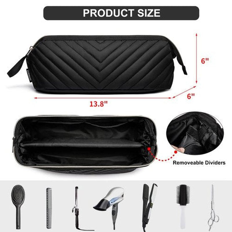 Hair Tools Travel Bag for Shark Flexstyle Dyson, Quilted Case Organizer Bag, Gift for Women Hair Accessories Storage Bag, Travel Hairdryer Portable Bag for Women, Black