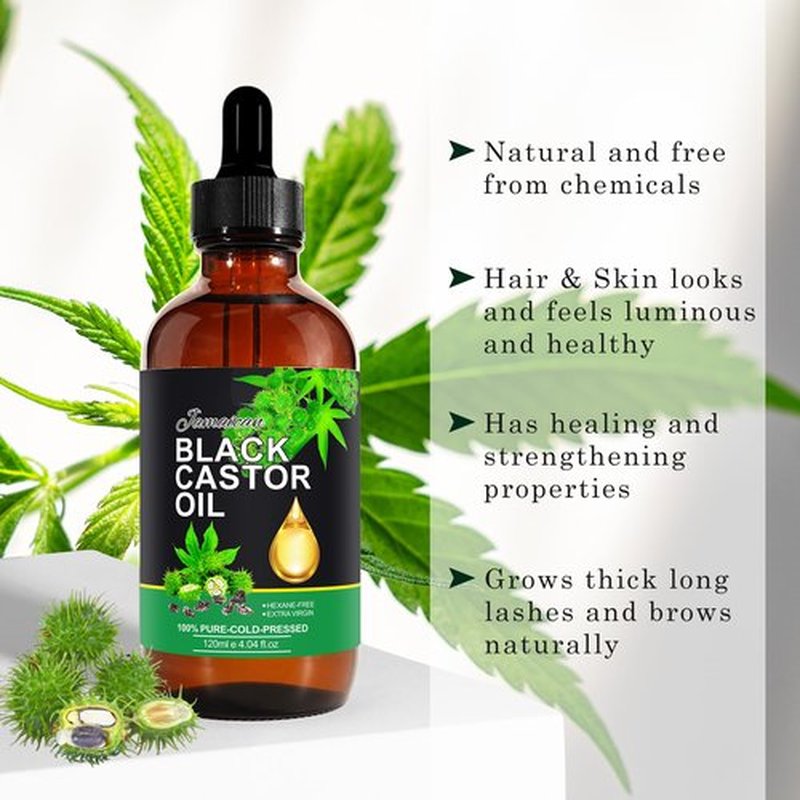 120ML Jamaican Black Castor Oil, Castor Oil Organic Cold Pressed Unrefined, Pure Natural Castor Oil for Hair Growth,Skin & Scalp Moisturizer, Eyelashes & Eyebrows, Deep Cleansing, Nail Care Grow