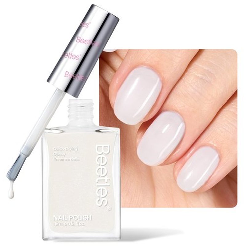 Beetles Nail Polish - Milky White Nail Polish Milk Cheese Color Nail Concealer Fast Dry Quick French White Cream Nail Strengthener and Growth Treatment for Thin and Damaged Nails,0.51 FL OZ