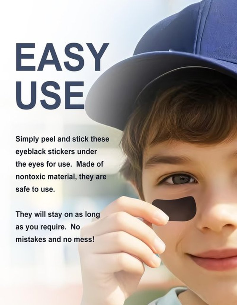 144 Pairs Eye Black Stickers, Sports Eye Strips Baseball Football Softball Accessories Face Eyeblack Stickers for Sport Game Day Themed Birthday Party Supplies