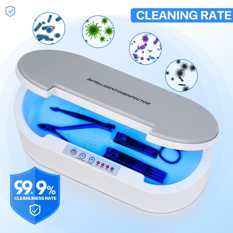 Shmian Nail Tool Sterilizer Box– 3-in-1 Portable Cleaner for Phones, Jewelry, Manicure Tools, Compact Design for Travel, Home, and Salon Use