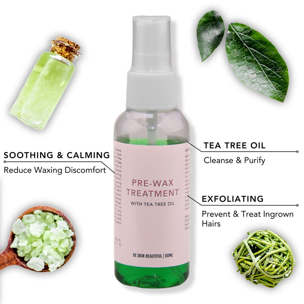 GladGirl Hair Removal Pre-Wax Skin Care Treatment | Clarifying Tea Tree Oil, Pro-Active Barrier Removal, Soothing & Calming | 60ml With Tea Tree Oil