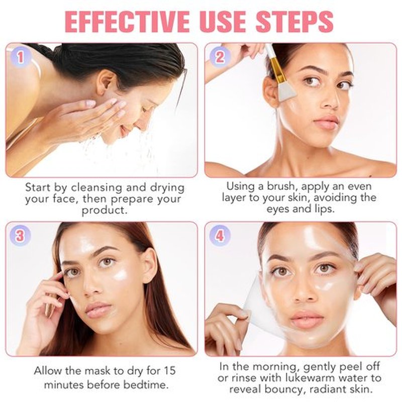 IKZEE Collagen Night Wrapping Mask, Collagen Overnight Peel Off Facial Mask, Hydrolyzed Collagen Face Mask