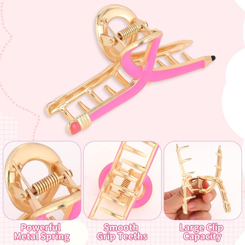 YARIEW Pencil Hair Claw Clips for Women Thick Hair Funny Back to School Hair Clips for Thin Hair Jaw Barrettes Cute Teacher Hair Accessories Teacher Appreciation Gift Party Costume Christmas