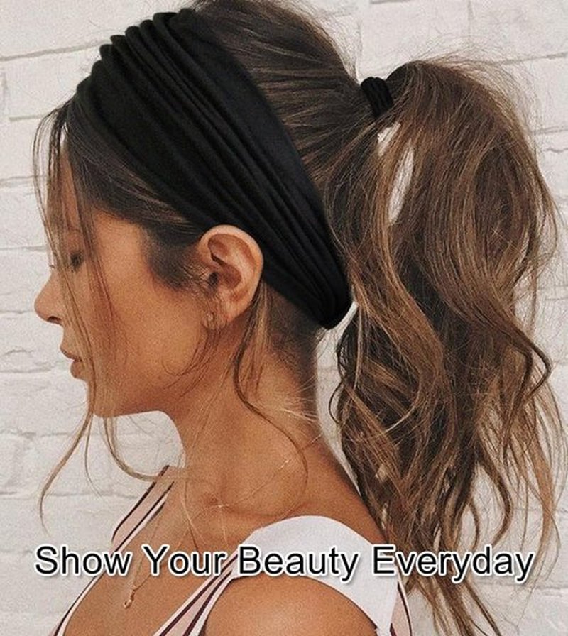 AIBFRID 6 Packs Wide Headbands for Women Non Slip with 6PCS Hair Ties, Soft Head Bands for Women’s Hair Yoga Workout Gym Bandanas Head Scarf Thick Knotted Cloth Fabric African Womens Hair Accessories
