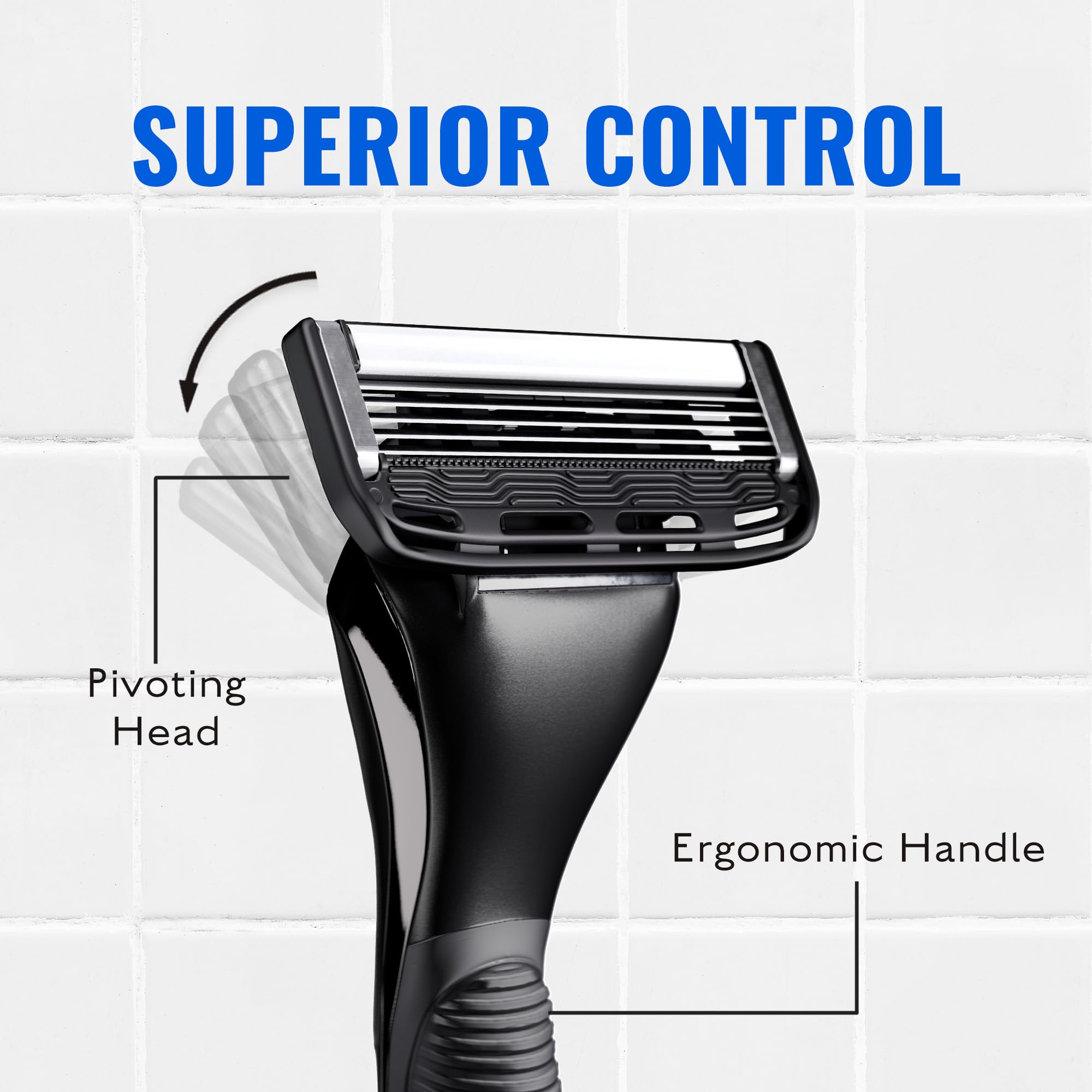 Jeremy's Razors for Men: Sprint 3 Blade Razor - Stainless Blades, Lubricating Strip, Precision Trimmer - Men's Shaving Essentials Kit, Travel Shaver Face Body Head Shavers (1 Razor 1 Cartridge)
