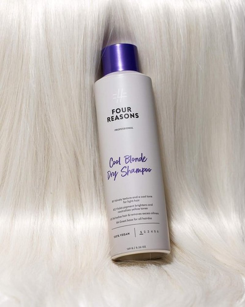 FOUR REASONS Cool Blonde Dry Shampoo - Tinted Spray for Blonde Hair | Neutralizes Brassiness & Adds Volume - 5.3 oz