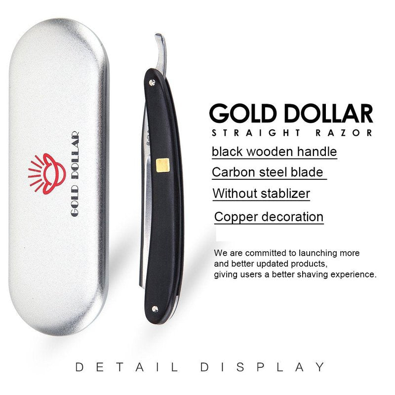 GOLD DOLLAR straight razor wooden scale vintage razor for men & barber shaving ready without stabilizer