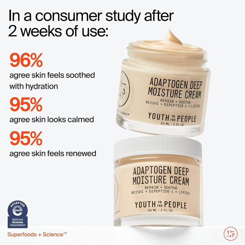 Youth To The People Adaptogen Moisture Cream - Hydrating Face Moisturizer for Sensitive Skin | 2 Fl Oz
