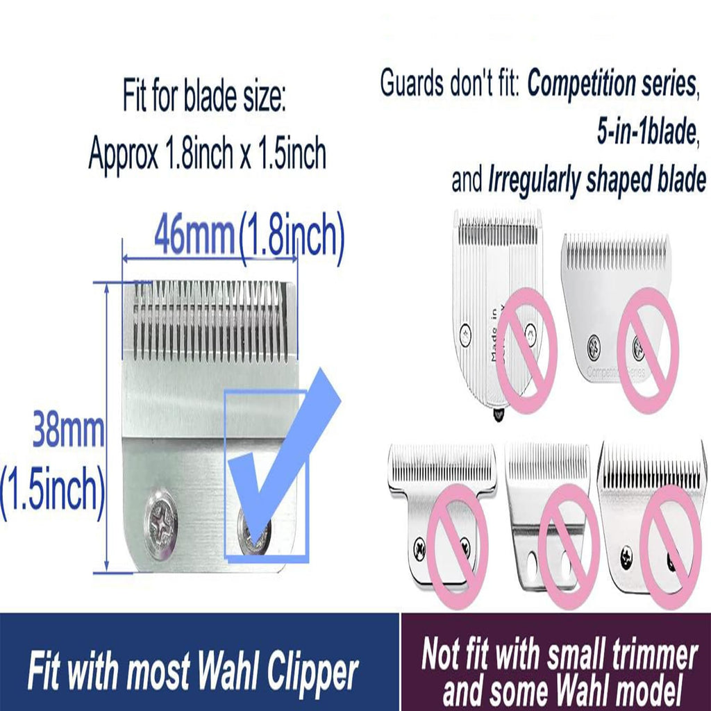 Professional Hair Clipper Guards Cutting Guides Compatible with Wahl Hair Clippers Trimmers - 3 Cutting Lengths 1 1/2” & 1/2” & 1”(1.5 & 3 & 4.5 mm) Fits Most Size Wahl Guide Combs - 3 Color Coded