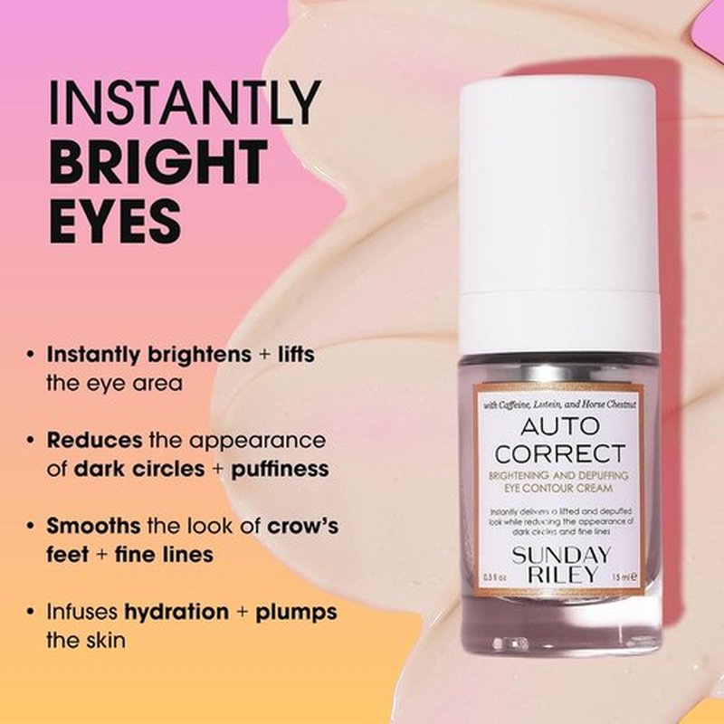 Sunday Riley Auto Correct Eye Cream - Brightening & Firming Treatment for Dark Circles