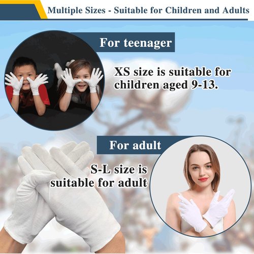 24Pcs White Cotton Gloves for Dry Hands Eczema Gloves Overnight Moisturizing Gloves for Women Cosmetic