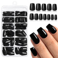 Lifextol 240pc Black Coffin Press on Nails Short Fake Nails Press ons for Women Acrylic Nail Presson Nail&Glue Tabs, Short Black Fingernails Coffin False Fingernail Tip Stick on Artificial Fingernail