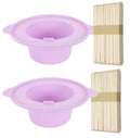 14 oz Silicone Wax Warmer Liner, Silicone Wax Bowl for Wax Warmer, Non-Stick Wax Melt Warmer Wax Pot, Reusable Wax Melt Liner with 100 Pcs Waxing Sticks Body Hair Removal Sticks (2pcs Purple)