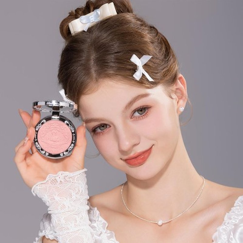 Flower Knows Swan Ballet Embossed Blush,Soft Pink Matte Powder Blush for Cheeks,Buildable & Blendable Face Makeup,Soft Long-Lasting Cute Make Up for Women & Girls,0.17 Oz(02 Romanticism)