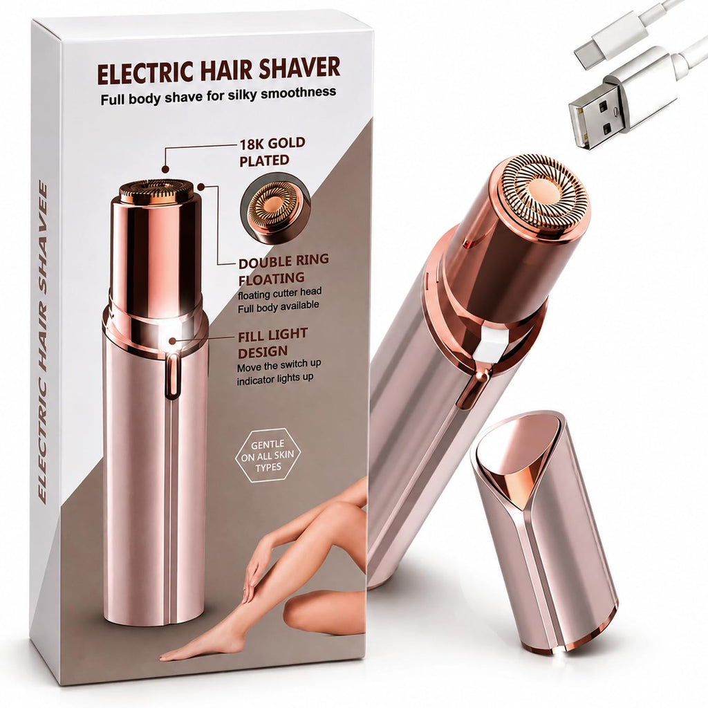 Facial Hair Remover for Women – Electric Face Razor with Light, Hair Removal for Upper Lip, Chin & Cheeks – Color Rose Gold