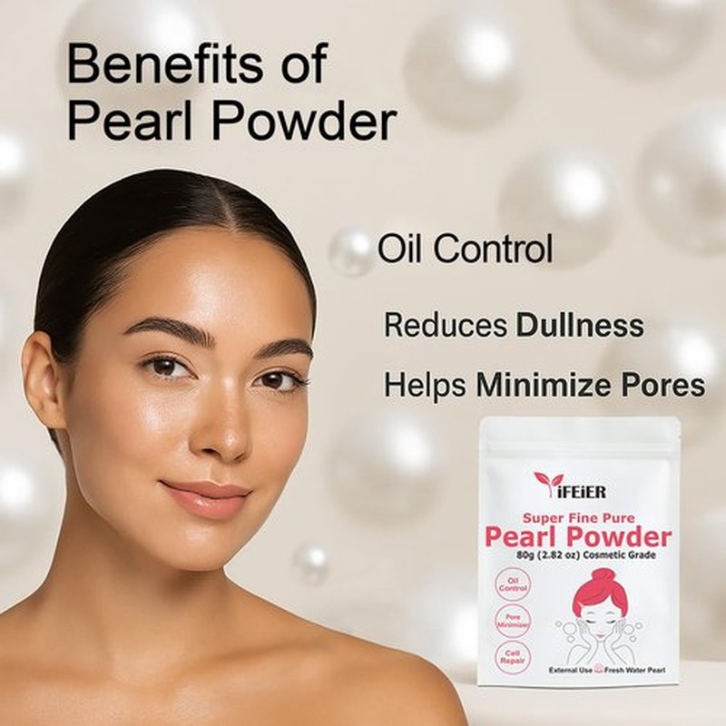 iFEiER Pure Freshwater Nano Pearl Powder for Skincare and Homemade Cosmetics Grade. 80g(2.82oz) SuperFine Pearl Powder for DIY lotions | creams | serums | making face mask, Natural and Oranic