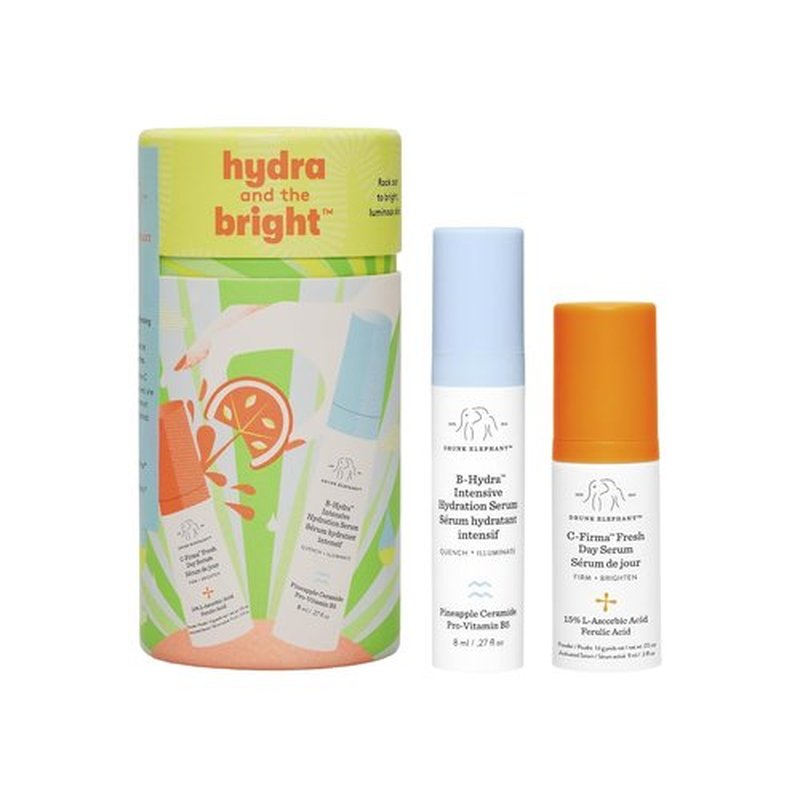 Drunk Elephant Hydra & Bright Skincare Set - C-Firma (9 ml) & B-Hydra (8 ml) - Clean, Cruelty-Free Formula