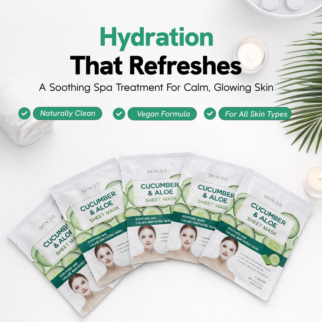 Skin 2.0 Sheet Face Mask - Sheet Mask - Cruelty Free Korean Skin Care For All Skin Types - 5 Masks