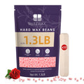BLITZWAX Rose Wax Beads for Hair Removal 1.3lb Hard Wax Beans for Sensitive Skin, with 10 Wooden Sticks for Bikini, Face and Brazilian, Suitable for Women Men at Home Salon