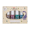 MISS NELLA DINO COLLECTION 4 Chrome nail polish set- Sweet-osaurus- coper, Diplodo-kiss- pink, Rawr-some - blue, Dino-rific- green, Peel Off kids Nail Polish