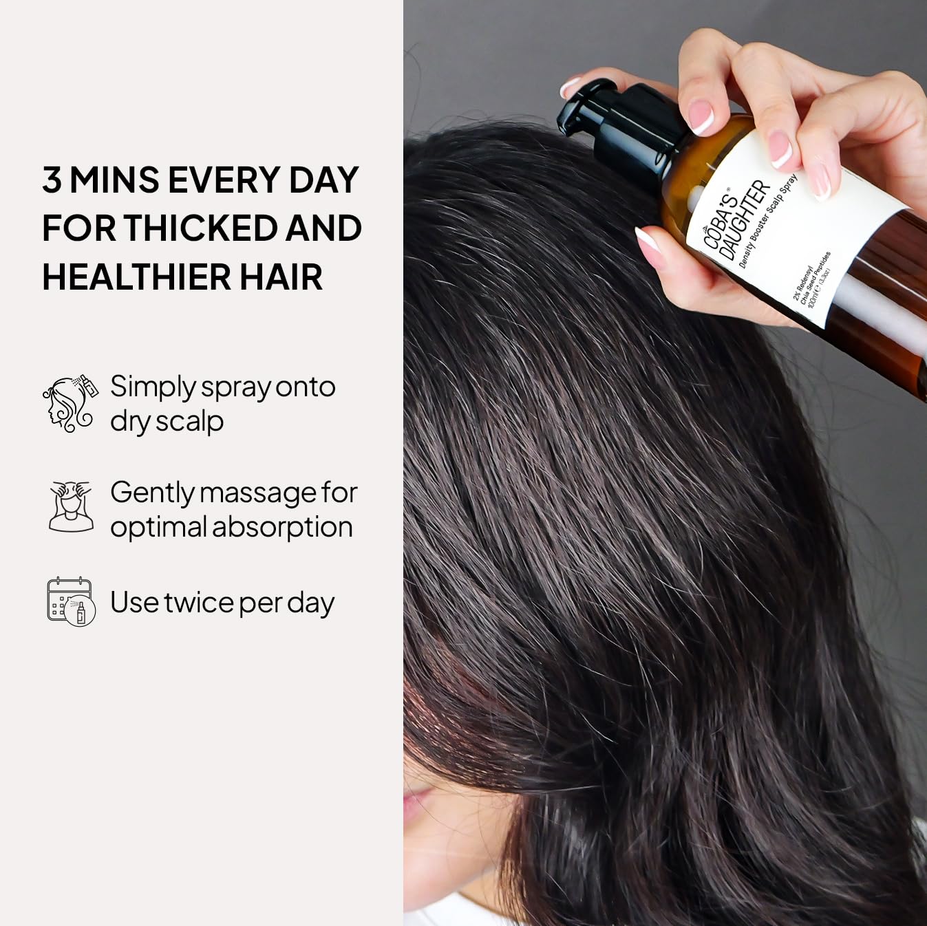 COBA’S DAUGHTER Redensyl Hair Growth Formula for Hair Loss | Hair Thickening scalp Refresher Spray | Biotin Hair Serum | Keratin, Chia Peptides | Fuller for Men and Women | Vegan (3.3oz)