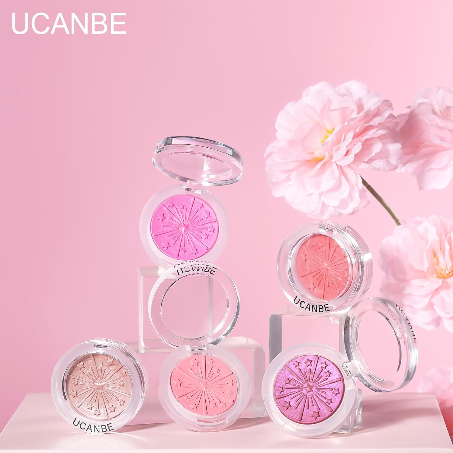 UCANBE Baked Blush Palette - Silky Blendable Powder for a Natural Coral Glow | Long-Lasting Makeup
