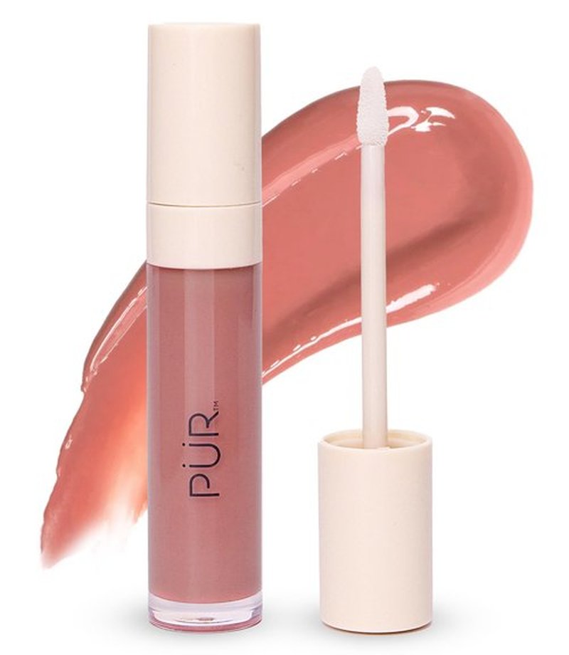 PÜR MINERALS Glossy Lip Tint, Plumping Tinted Lip Oil- Hydrate & Plumps with Buildable, Non-Sticky & High Shine Formula - Jajoba Oil, Vitamin E & Pomegranate Extract