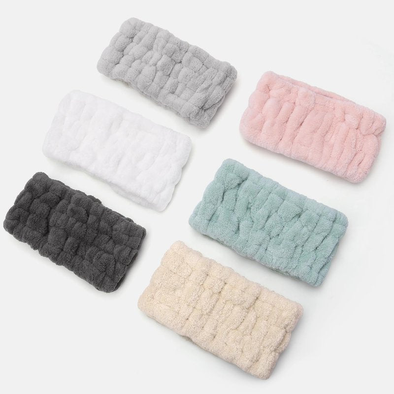 VBAEI 4 Pieces Spa Headband for Women Skincare Headband Makeup Headbands for Washing Face Spa Shower Gifts(Milky-White, Grey, Khaki, Dark Grey)