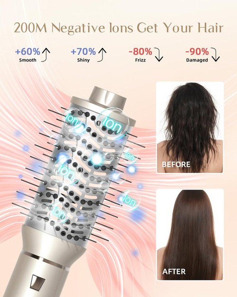 RUCHA 8 in 1 Hair Styler & Hair Dryer Brush Blow Dryer, 110,000 RPM High Speed Hair Nora Styler, Multi Professional Hot Air Styler for Straightening Curling Volumizing Drying, Champagne Gold